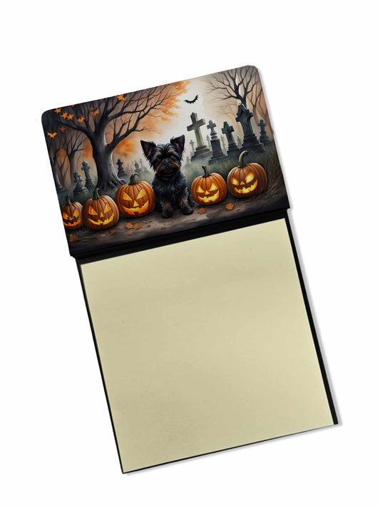 Caroline's Treasures Affenpinscher Spooky Halloween Sticky Note Holder Refillable Dispenser Self-Sticky Note Pads, Memo Pads Blank Desk Accessories