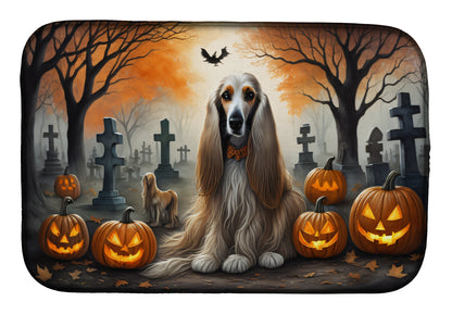 Caroline's Treasures DAC2003DDM Afghan Hound Spooky Halloween Dish Drying Mat Absorbent Dish Drying Mat Pad for Kitchen Counter Dish Drainer Mat for Countertop, 14 x 21, Multicolor