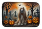 Caroline's Treasures DAC2003DDM Afghan Hound Spooky Halloween Dish Drying Mat Absorbent Dish Drying Mat Pad for Kitchen Counter Dish Drainer Mat for Countertop, 14 x 21, Multicolor