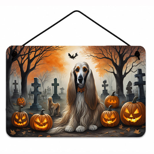Caroline's Treasures DAC2003DS812 Afghan Hound Spooky Halloween Wall or Door Hanging Prints Aluminum Metal Sign Kitchen Wall Bar Bathroom Plaque Home Decor, 8x12, Multicolor