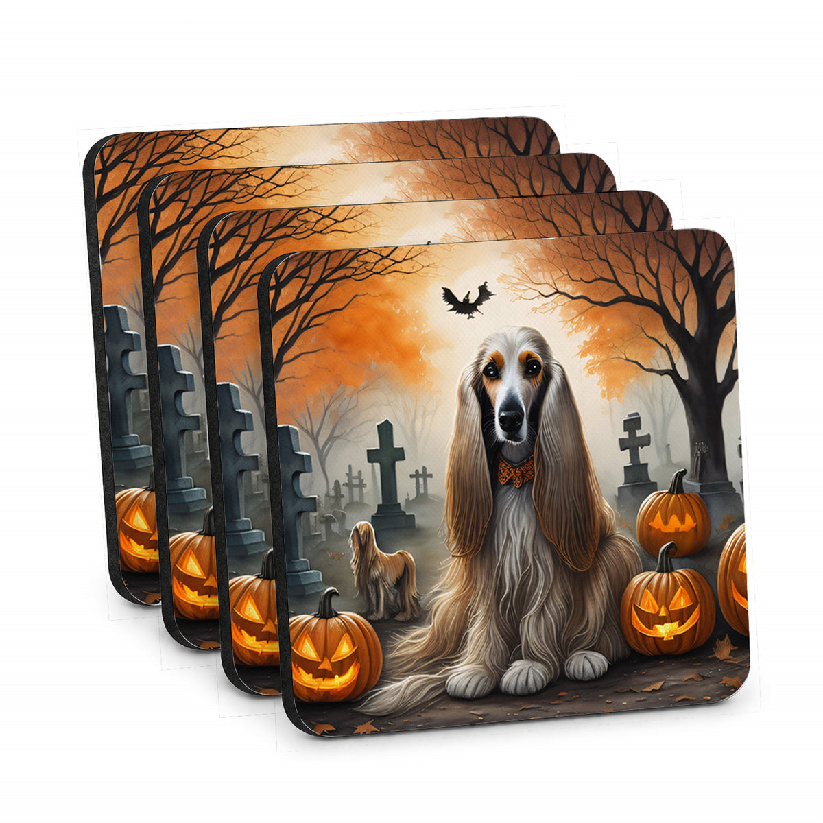 Caroline's Treasures Afghan Hound Dogs Foam Drink Coasters Set of 4