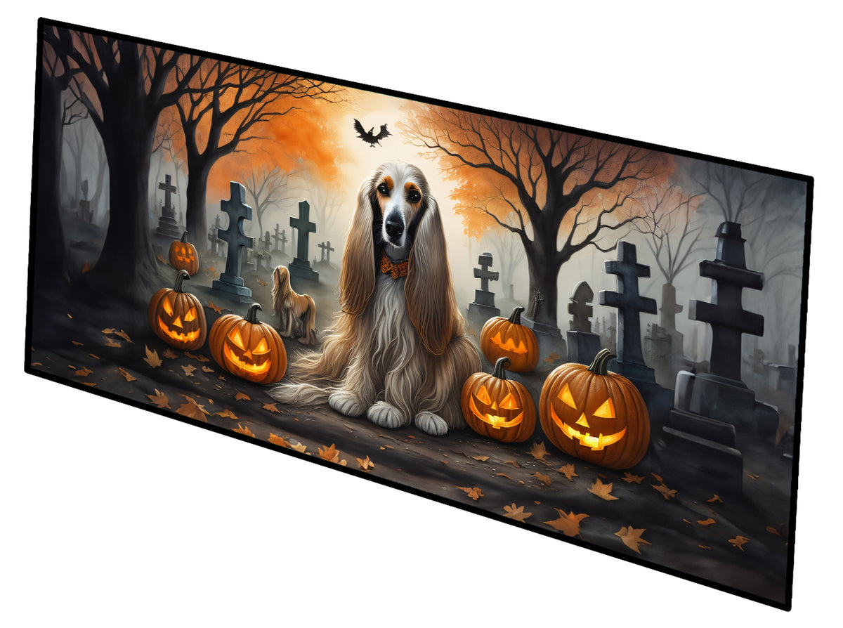 Caroline's Treasures Afghan Hound Spooky Halloween Runner Mat 28x58 Front Door Mat Indoor Outdoor Rugs for Entryway Hallway Foyer Non Slip Washable Wide Doormat