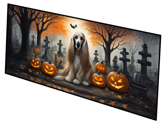 Caroline's Treasures Afghan Hound Spooky Halloween Runner Mat 28x58 Front Door Mat Indoor Outdoor Rugs for Entryway Hallway Foyer Non Slip Washable Wide Doormat