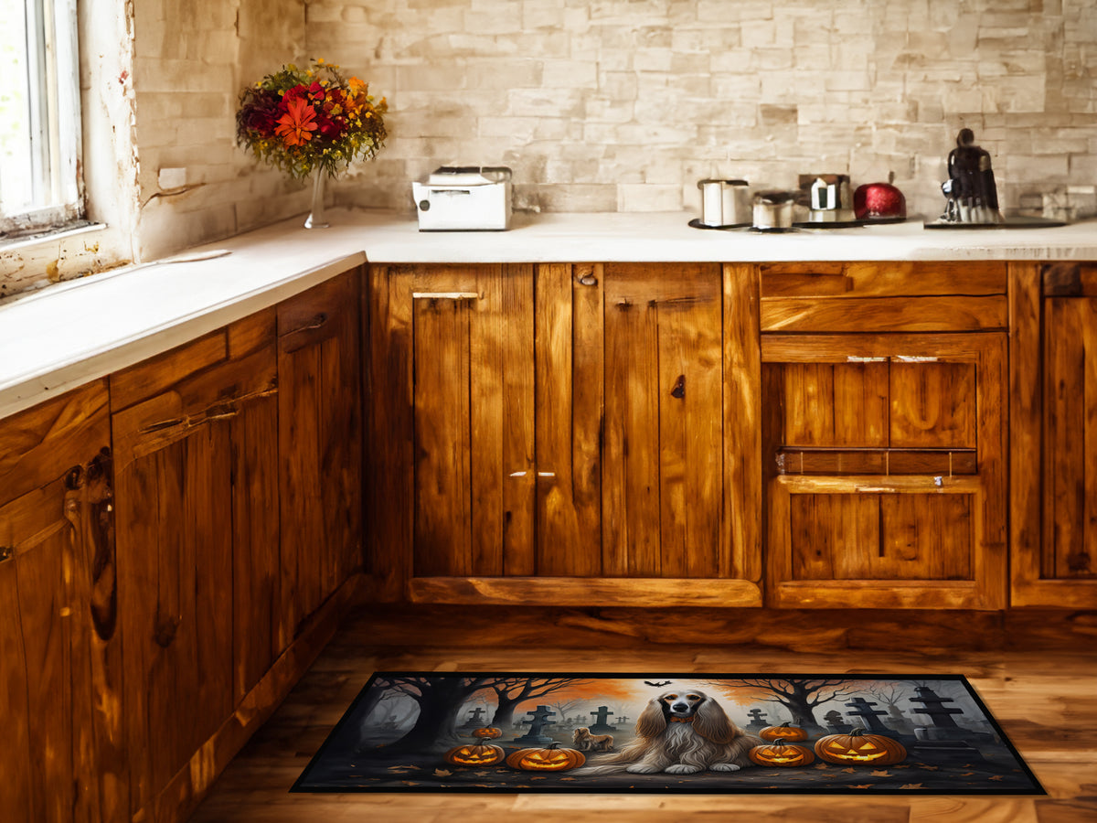 Caroline's Treasures Afghan Hound Spooky Halloween Runner Mat 28x58 Front Door Mat Indoor Outdoor Rugs for Entryway Hallway Foyer Non Slip Washable Wide Doormat