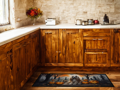 Caroline's Treasures Afghan Hound Spooky Halloween Runner Mat 28x58 Front Door Mat Indoor Outdoor Rugs for Entryway Hallway Foyer Non Slip Washable Wide Doormat