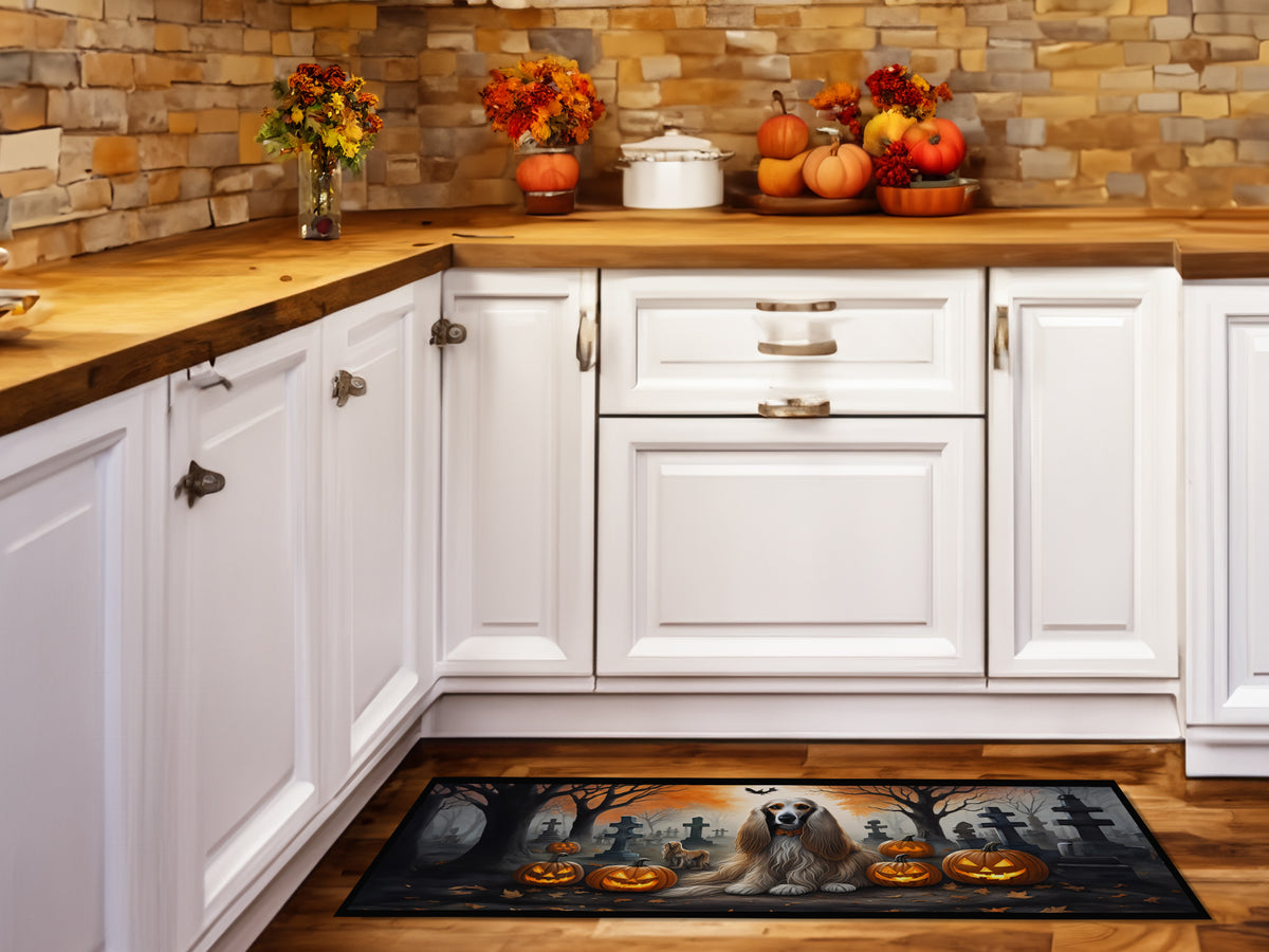 Caroline's Treasures Afghan Hound Spooky Halloween Runner Mat 28x58 Front Door Mat Indoor Outdoor Rugs for Entryway Hallway Foyer Non Slip Washable Wide Doormat