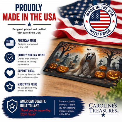 Caroline's Treasures DAC2003JMAT Afghan Hound Spooky Halloween Indoor or Outdoor Mat 24x36 Front Door Mat Indoor Outdoor Rugs for Entryway, Non Slip Washable Low Pile, 24H X 36W