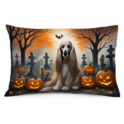 Caroline's Treasures DAC2003PILLOWCASE Afghan Hound Spooky Halloween Fabric Standard Pillowcase Lightweight Super Soft Easy Care Decorative Artwork Pillowcase, Standard