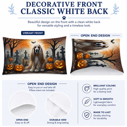 Caroline's Treasures DAC2003PILLOWCASE Afghan Hound Spooky Halloween Fabric Standard Pillowcase Lightweight Super Soft Easy Care Decorative Artwork Pillowcase, Standard