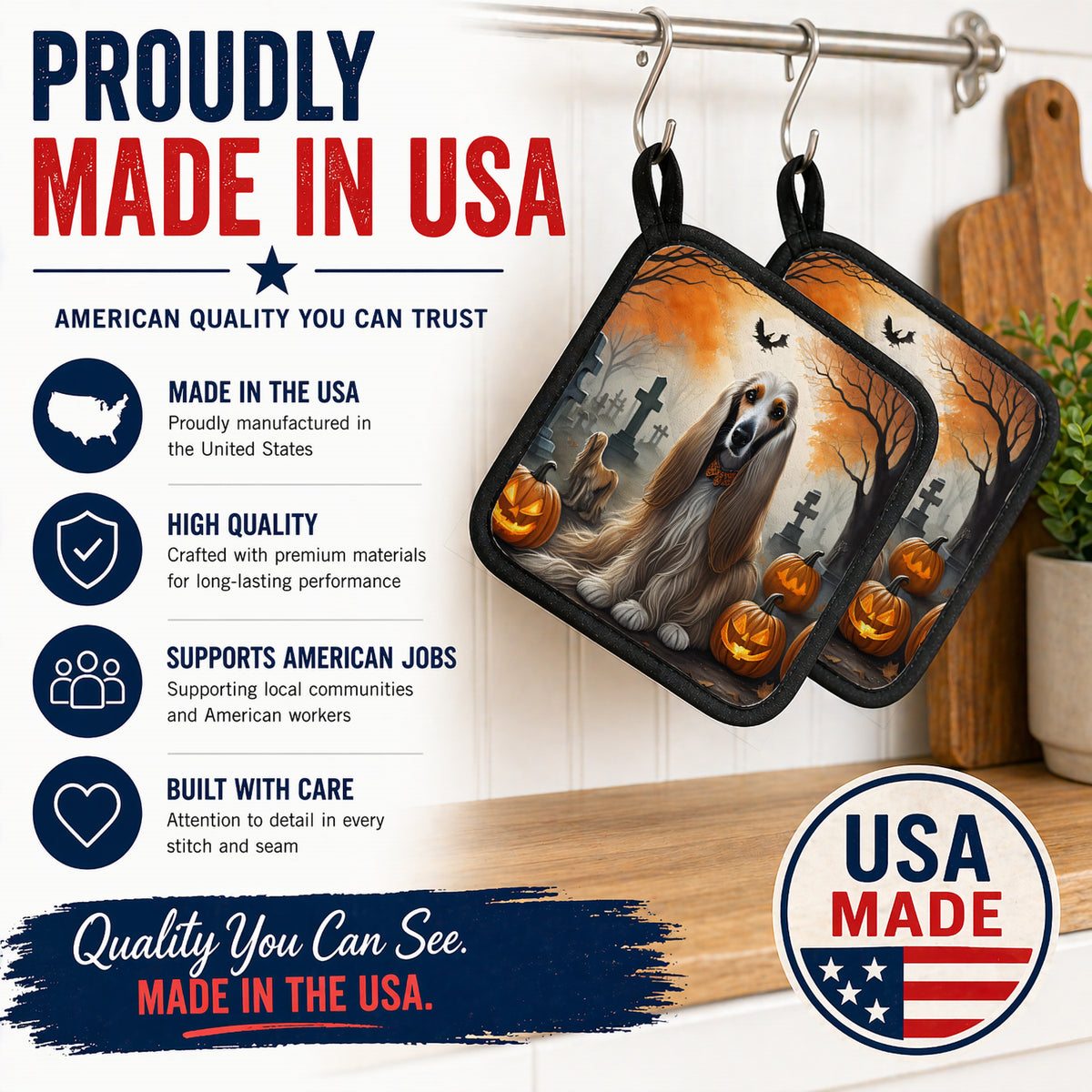 Caroline's Treasures Afghan Hound Dogs Set of 2 Kitchen Pot Holders