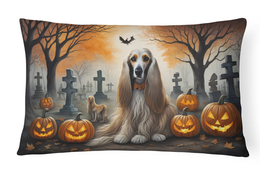 Caroline's Treasures DAC2003PW1216 Afghan Hound Spooky Halloween Fabric Decorative Pillow Machine Washable, Indoor Outdoor Decorative Pillow for Couch, Bed or Patio, 12HX16W