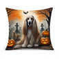 Caroline's Treasures DAC2003PW1414 Afghan Hound Spooky Halloween Fabric Decorative Pillow Machine Washable, Indoor Outdoor Decorative Pillow for Couch, Bed or Patio, 14Hx14W