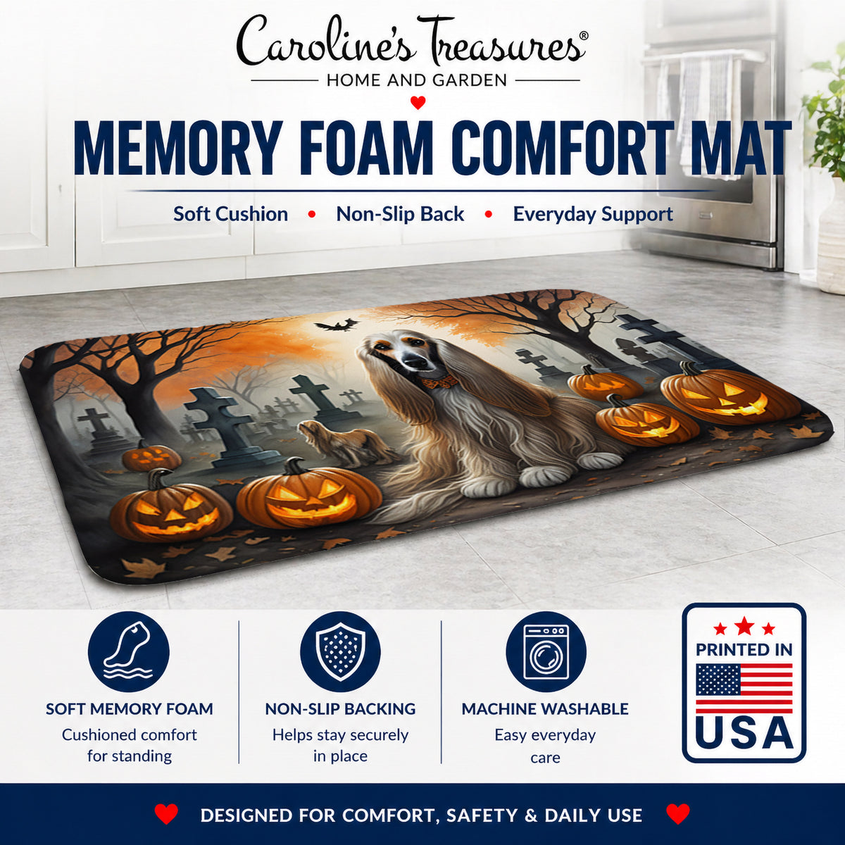 Caroline's Treasures Afghan Hound Dogs Memory Foam Mat 19x27