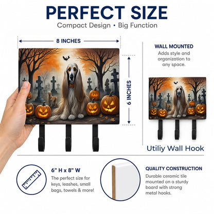 Caroline's Treasures Afghan Hound Dogs Halloween Ceramic Triple Wall Hook