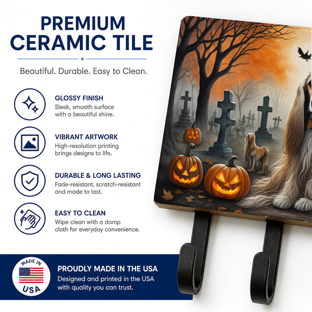 Caroline's Treasures Afghan Hound Dogs Halloween Ceramic Triple Wall Hook