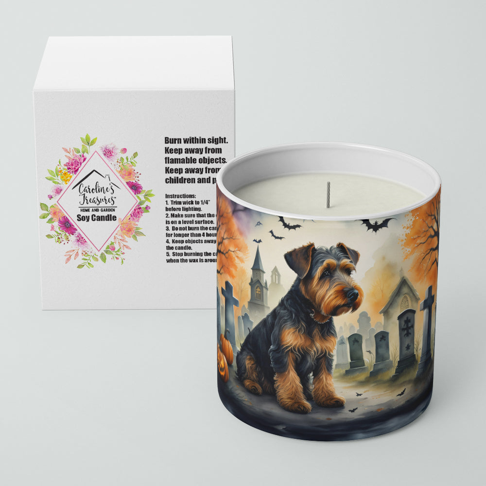 Caroline's Treasures DAC2004CDL Airedale Terrier Spooky Halloween Decorative Soy Candle Nature Soy Wax Essential Oil Home Decor Ideal for Bedroom Kitchen Bath Office Gift, 10 oz