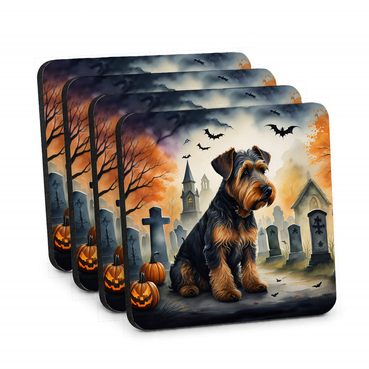Caroline's Treasures Airedale Terrier Dogs Foam Drink Coasters Set of 4