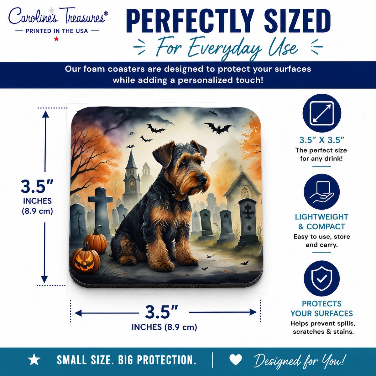 Caroline's Treasures Airedale Terrier Dogs Foam Drink Coasters Set of 4