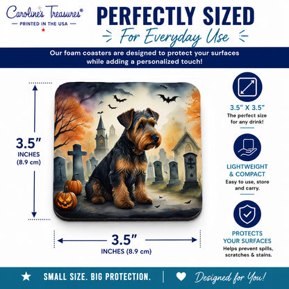 Caroline's Treasures Airedale Terrier Dogs Foam Drink Coasters Set of 4