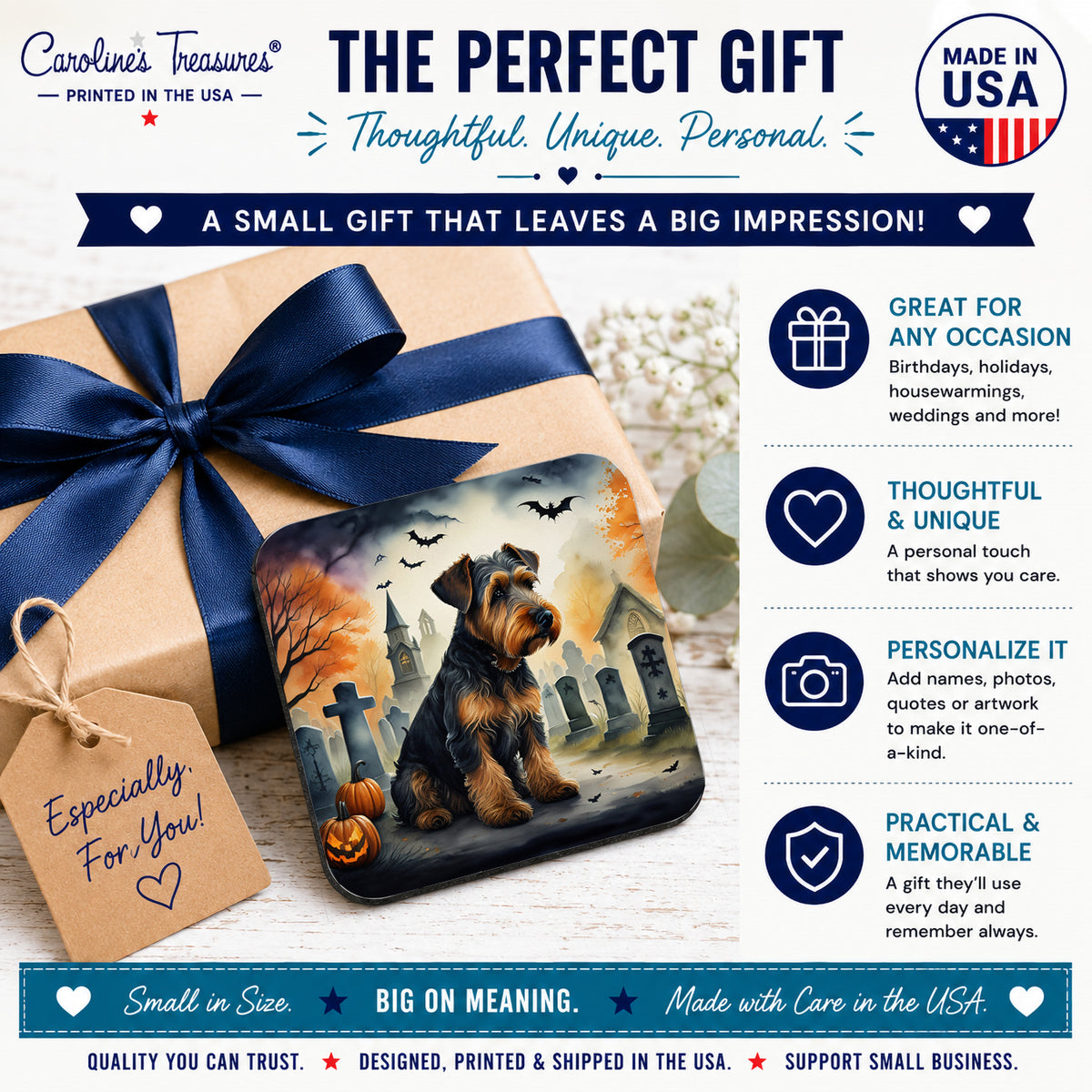 Caroline's Treasures Airedale Terrier Dogs Foam Drink Coasters Set of 4