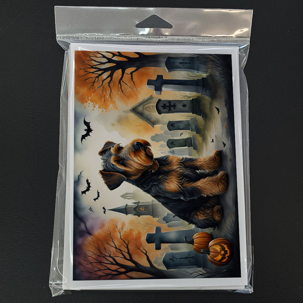 Caroline's Treasures DAC2004GCA7P Airedale Terrier Spooky Halloween Greeting Cards and Envelopes Pack of 8 Blank Cards with Envelopes Whimsical A7 Size 5x7 Blank Greeting Cards