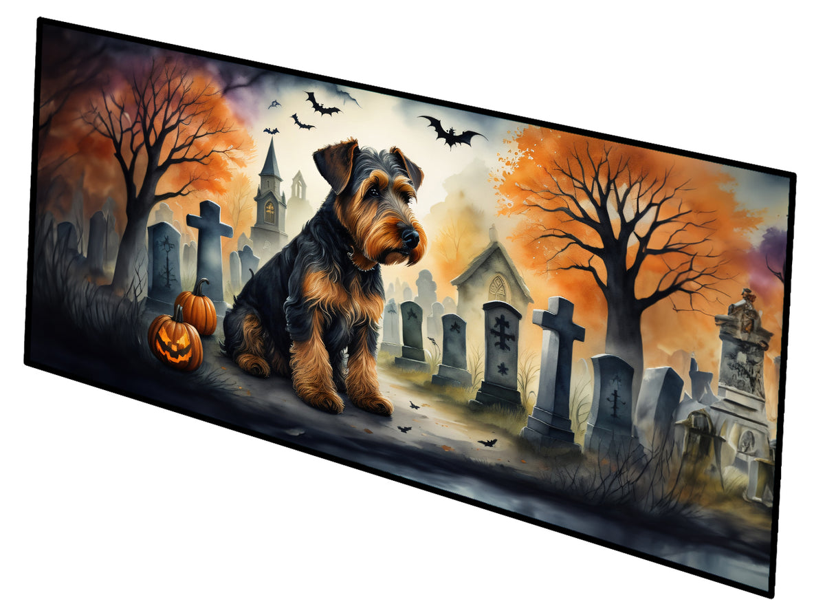 Caroline's Treasures Airedale Terrier Spooky Halloween Runner Mat 28x58 Front Door Mat Indoor Outdoor Rugs for Entryway Hallway Foyer Non Slip Washable Wide Doormat