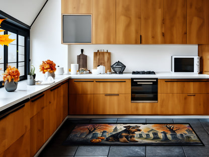 Caroline's Treasures Airedale Terrier Spooky Halloween Runner Mat 28x58 Front Door Mat Indoor Outdoor Rugs for Entryway Hallway Foyer Non Slip Washable Wide Doormat