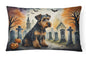 Caroline's Treasures DAC2004PW1216 Airedale Terrier Spooky Halloween Fabric Decorative Pillow Machine Washable, Indoor Outdoor Decorative Pillow for Couch, Bed or Patio, 12HX16W