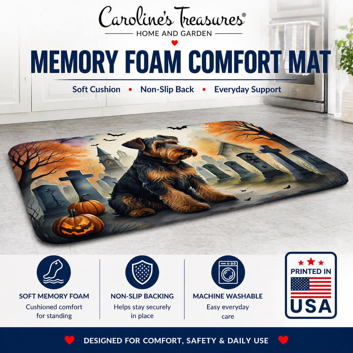Caroline's Treasures Airedale Terrier Dogs Memory Foam Mat 19x27