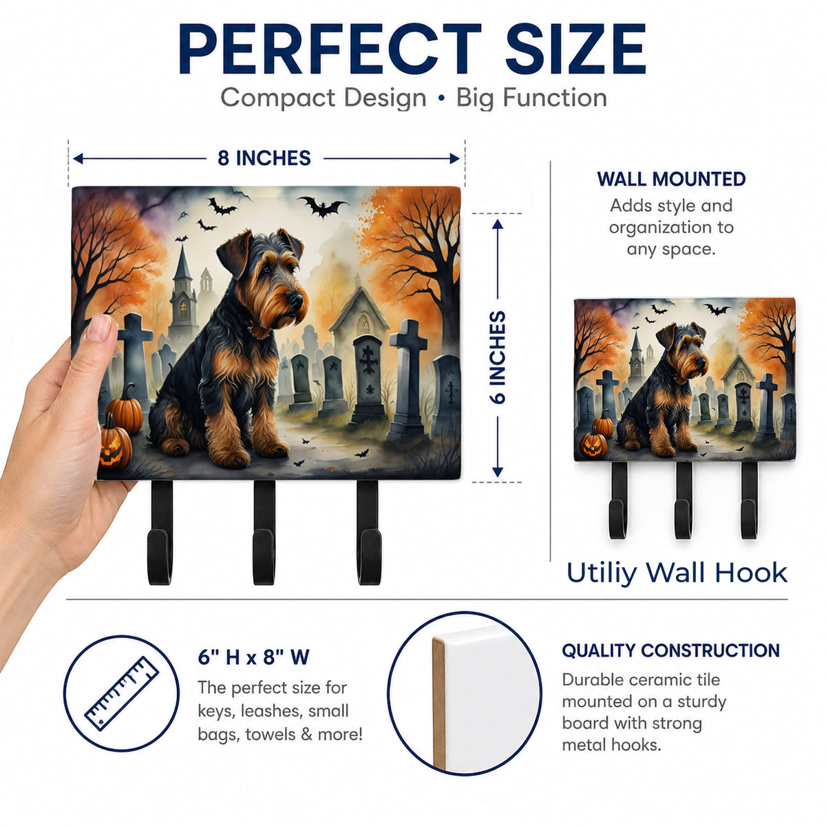 Caroline's Treasures Airedale Terrier Dogs Ceramic Triple Wall Hook