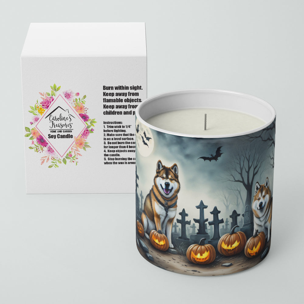 Caroline's Treasures DAC2005CDL Akita Spooky Halloween Decorative Soy Candle Nature Soy Wax Essential Oil Home Decor Ideal for Bedroom Kitchen Bath Office Gift, 10 oz