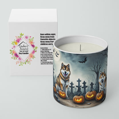Caroline's Treasures DAC2005CDL Akita Spooky Halloween Decorative Soy Candle Nature Soy Wax Essential Oil Home Decor Ideal for Bedroom Kitchen Bath Office Gift, 10 oz
