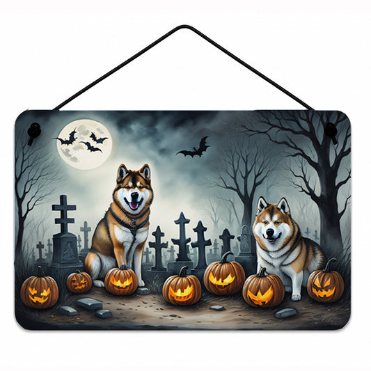 Caroline's Treasures DAC2005DS812 Akita Spooky Halloween Wall or Door Hanging Prints Aluminum Metal Sign Kitchen Wall Bar Bathroom Plaque Home Decor, 8x12, Multicolor