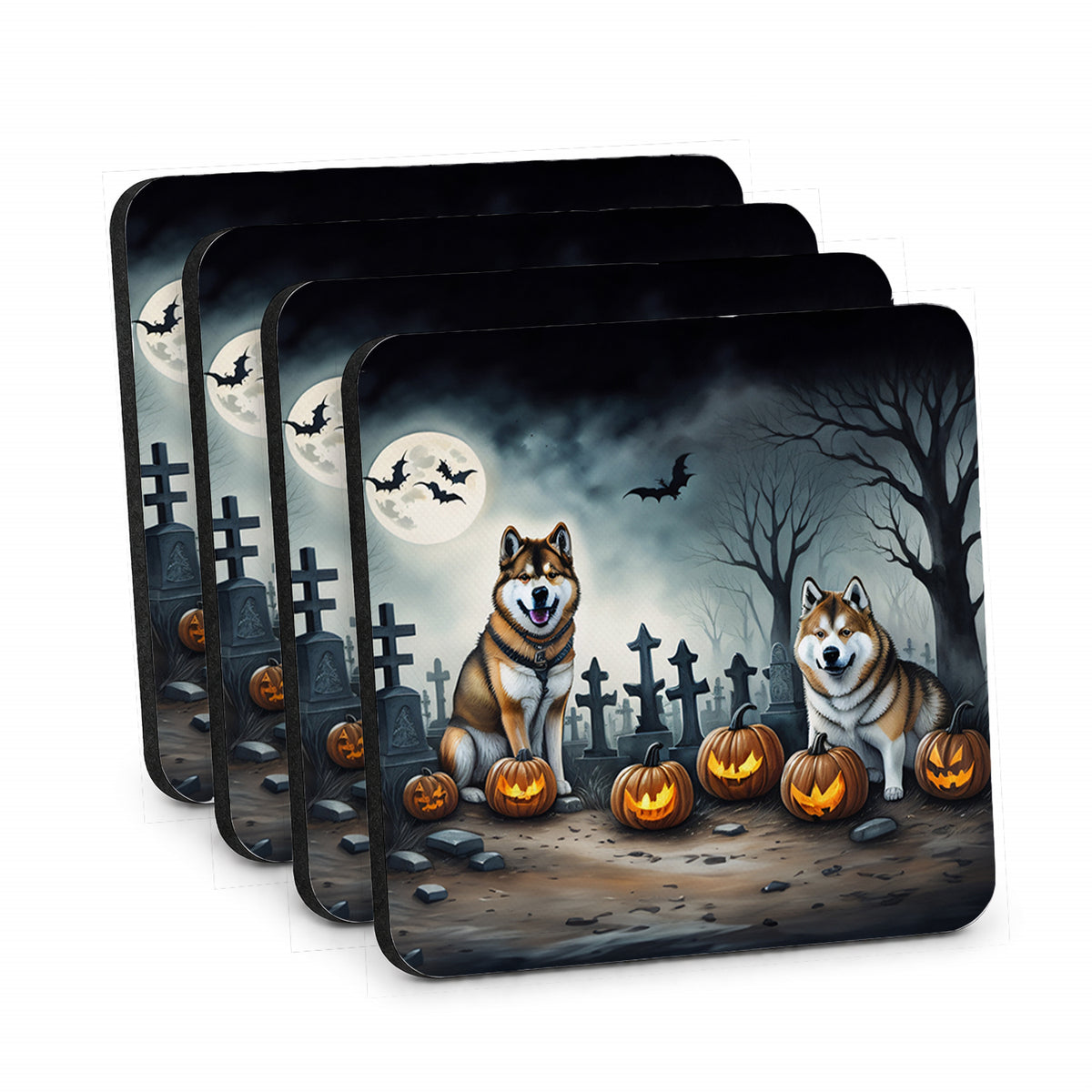 Caroline's Treasures Akita Dogs Foam Drink Coasters Set of 4 Absorbent
