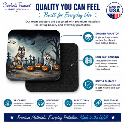 Caroline's Treasures Akita Dogs Foam Drink Coasters Set of 4 Absorbent