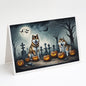 Caroline's Treasures DAC2005GCA7P Akita Spooky Halloween Greeting Cards and Envelopes Pack of 8 Blank Cards with Envelopes Whimsical A7 Size 5x7 Blank Greeting Cards