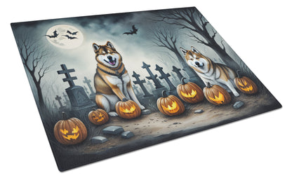 Caroline's Treasures DAC2005LCB Akita Spooky Halloween Glass Cutting Board Large Decorative Tempered Glass Kitchen Cutting and Serving Board Large Size Chopping Board
