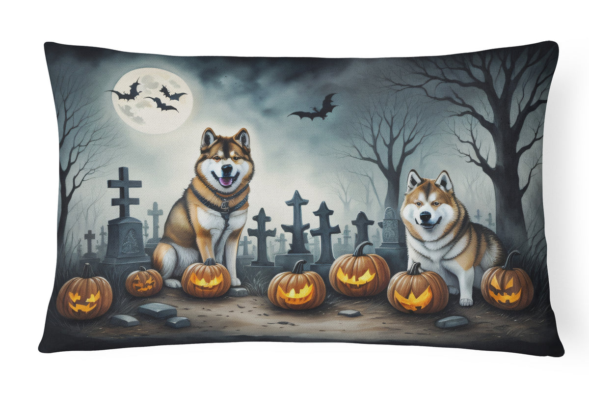 Caroline's Treasures DAC2005PW1216 Akita Spooky Halloween Fabric Decorative Pillow Machine Washable, Indoor Outdoor Decorative Pillow for Couch, Bed or Patio, 12HX16W