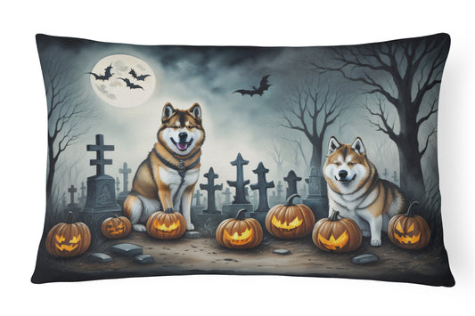 Caroline's Treasures DAC2005PW1216 Akita Spooky Halloween Fabric Decorative Pillow Machine Washable, Indoor Outdoor Decorative Pillow for Couch, Bed or Patio, 12HX16W