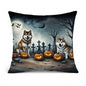 Caroline's Treasures DAC2005PW1414 Akita Spooky Halloween Fabric Decorative Pillow Machine Washable, Indoor Outdoor Decorative Pillow for Couch, Bed or Patio, 14Hx14W