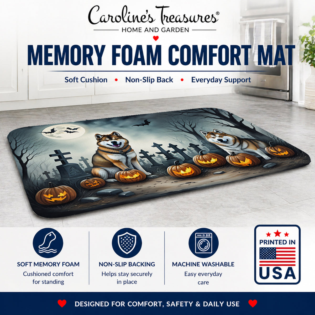 Caroline's Treasures Akita Dogs Memory Foam Mat 19x27