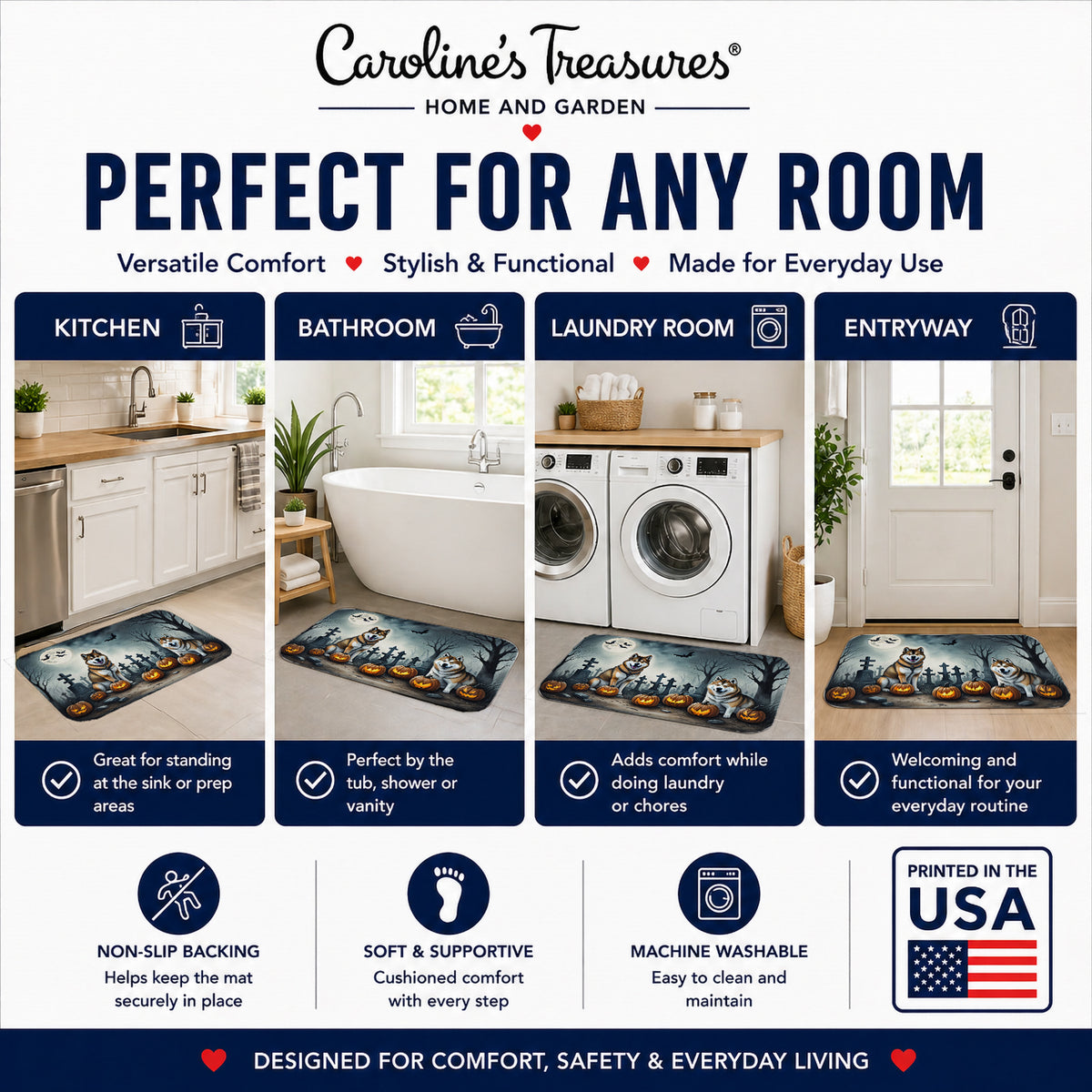 Caroline's Treasures Akita Dogs Memory Foam Mat 19x27