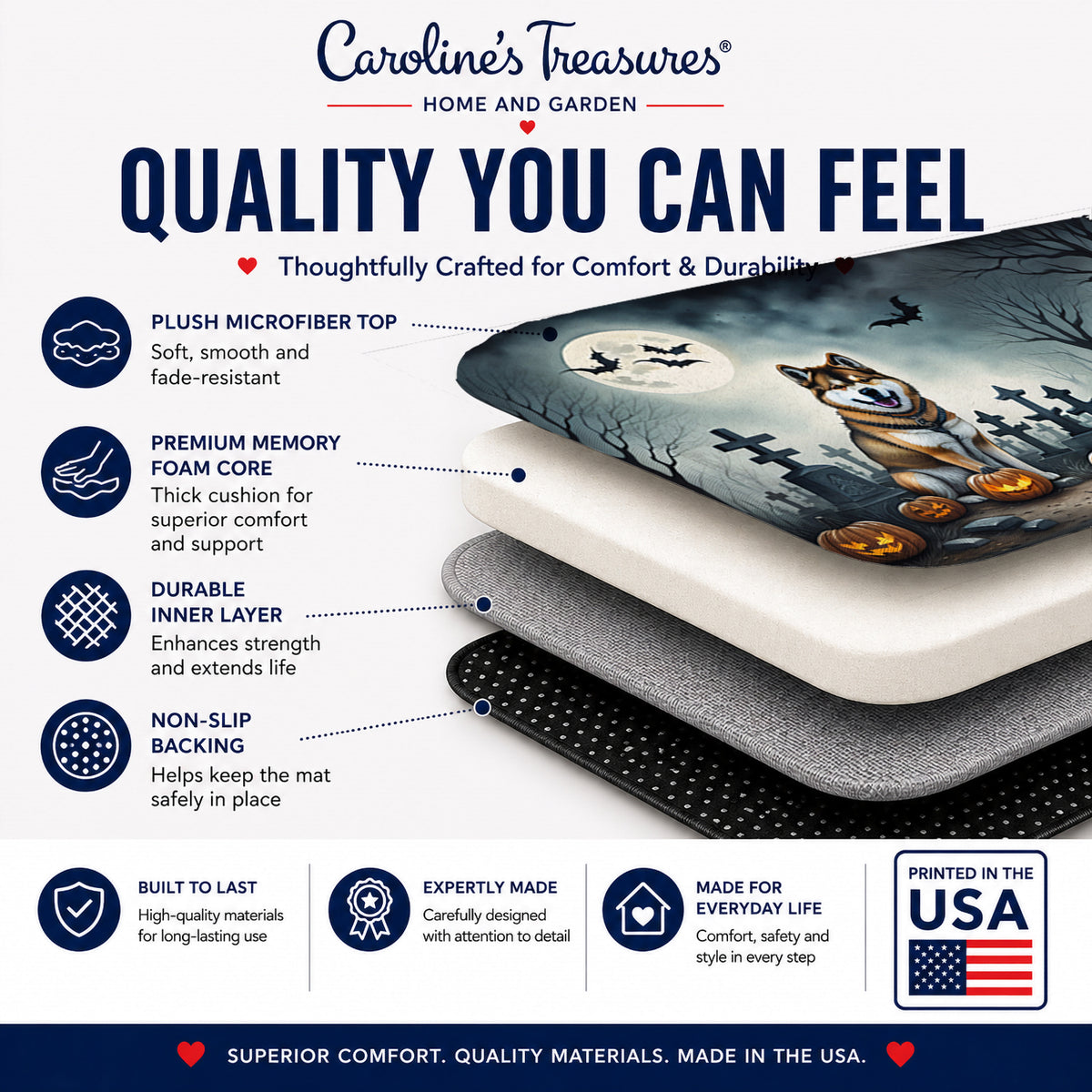 Caroline's Treasures Akita Dogs Memory Foam Mat 19x27