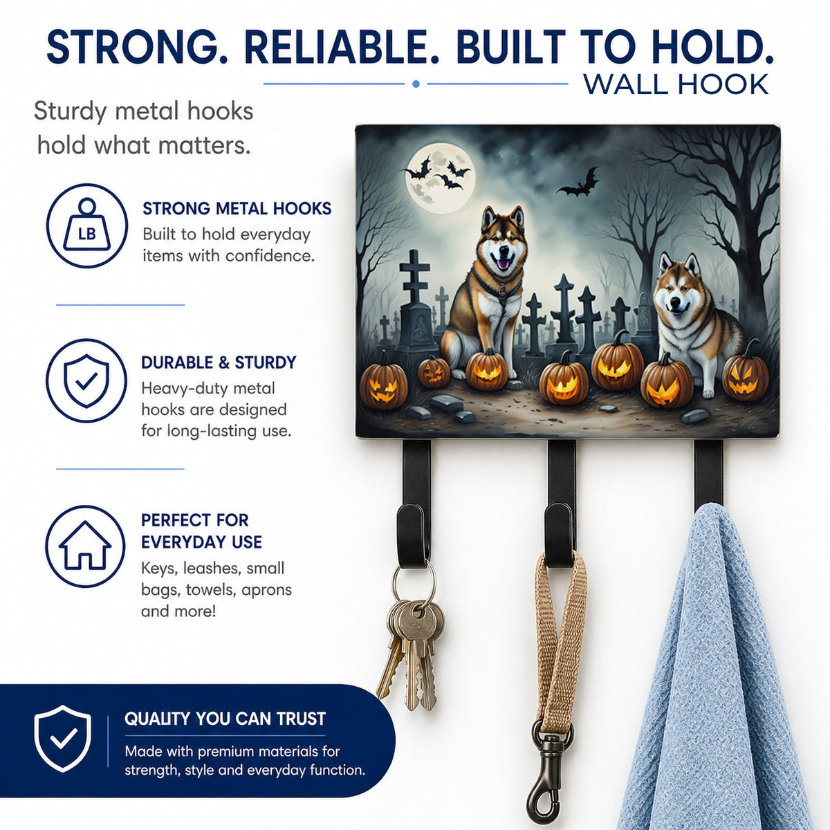 Caroline's Treasures Akita Dogs Halloween Ceramic Triple Wall Hook