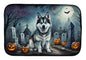 Caroline's Treasures DAC2006DDM Alaskan Malamute Spooky Halloween Dish Drying Mat Absorbent Dish Drying Mat Pad for Kitchen Counter Dish Drainer Mat for Countertop, 14 x 21, Multicolor