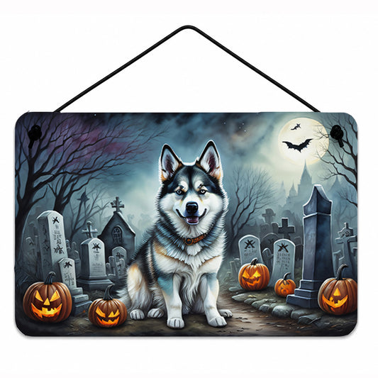 Caroline's Treasures DAC2006DS812 Alaskan Malamute Spooky Halloween Wall or Door Hanging Prints Aluminum Metal Sign Kitchen Wall Bar Bathroom Plaque Home Decor, 8x12, Multicolor