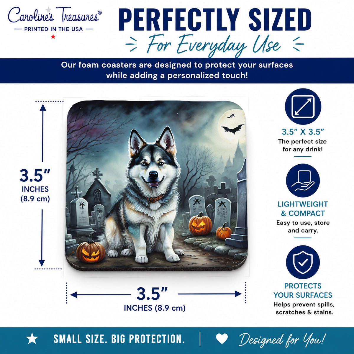 Caroline's Treasures Alaskan Malamute Dogs Foam Drink Coasters Set of 4