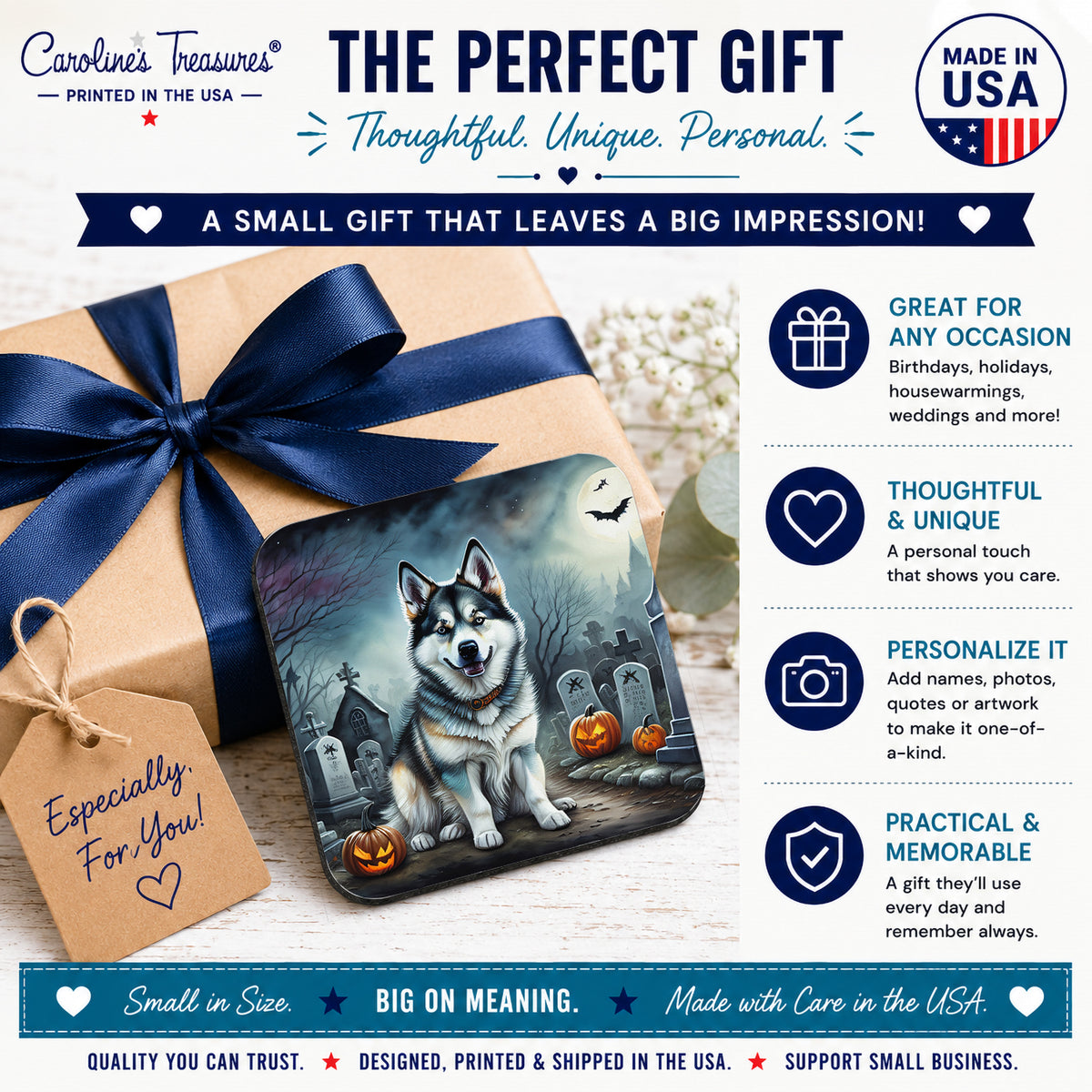 Caroline's Treasures Alaskan Malamute Dogs Foam Drink Coasters Set of 4