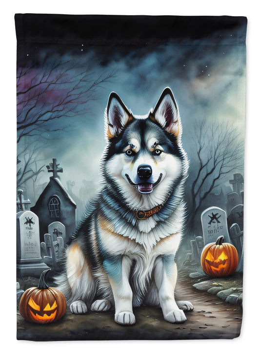 Caroline's Treasures DAC2006GF Alaskan Malamute Spooky Halloween Garden Flag Mailbox Flag Decorative Yard Flag Banner Outside Patio Artwork Yard Flower Beds, Garden Size, Multicolor