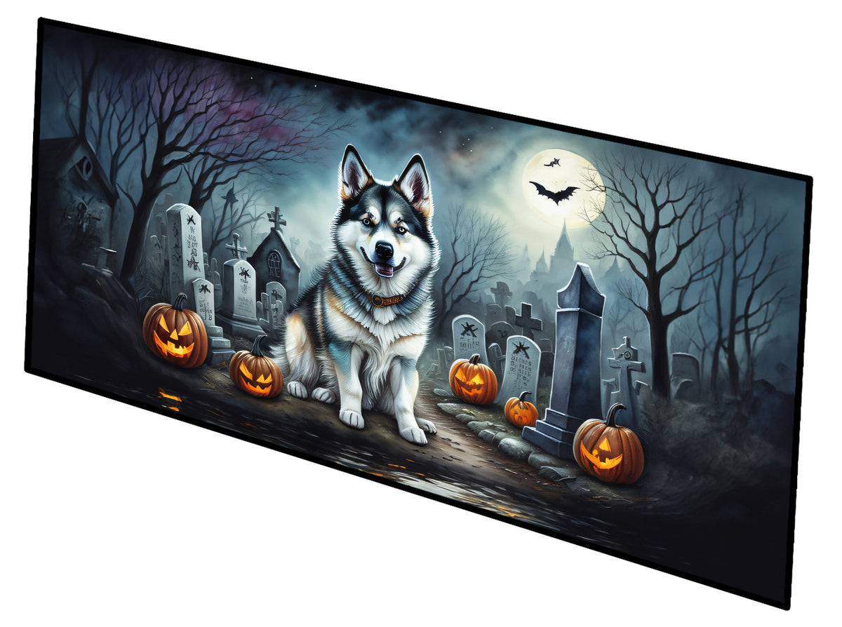 Caroline's Treasures Alaskan Malamute Spooky Halloween Runner Mat 28x58 Front Door Mat Indoor Outdoor Rugs for Entryway Hallway Foyer Non Slip Washable Wide Doormat